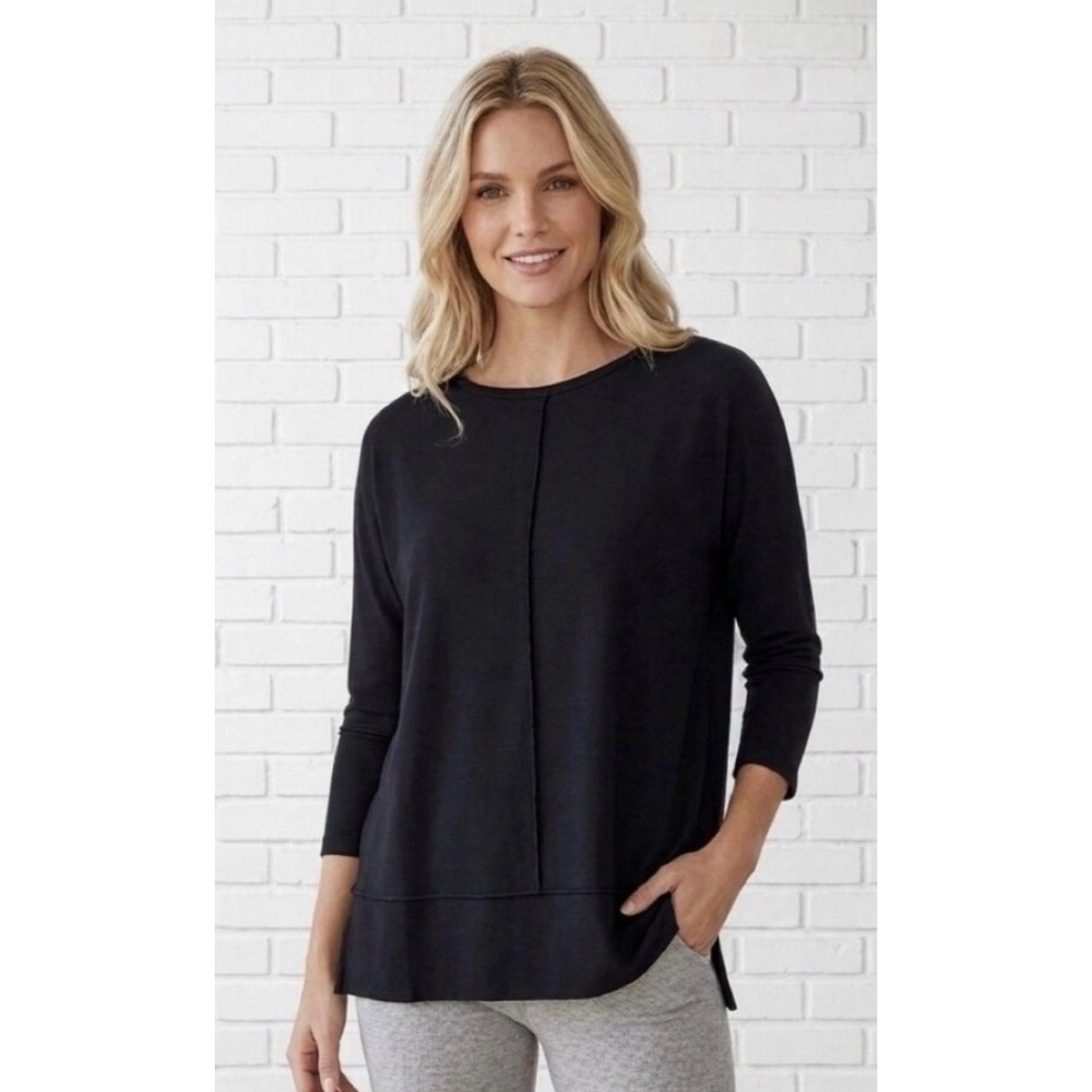 Spanx AirEssentials Dolman 3/4 Sleeve Top Black Crew Neck Pullover Small